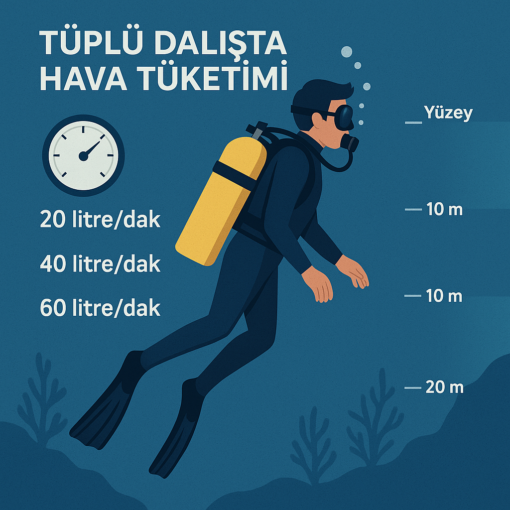 tüplü dalışta hava tüketimi, dalışta hava tüketimi nedir, dalışta hava tüketimi nasıl olmalıdır, tüplü dalışta hava tüketimin önemi